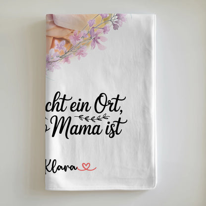 Personalisierbare Decke Mama mit Foto, Namen und Wunschtext - Zuhause ist wo Mama ist