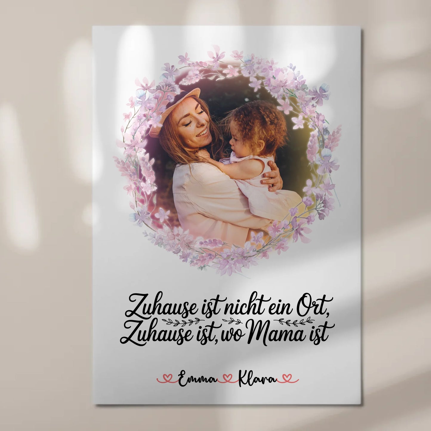 Mama Plakat Fotoboard Personalisiert - Zuhause ist wo Mama ist, mit Foto, Namen & Spruch