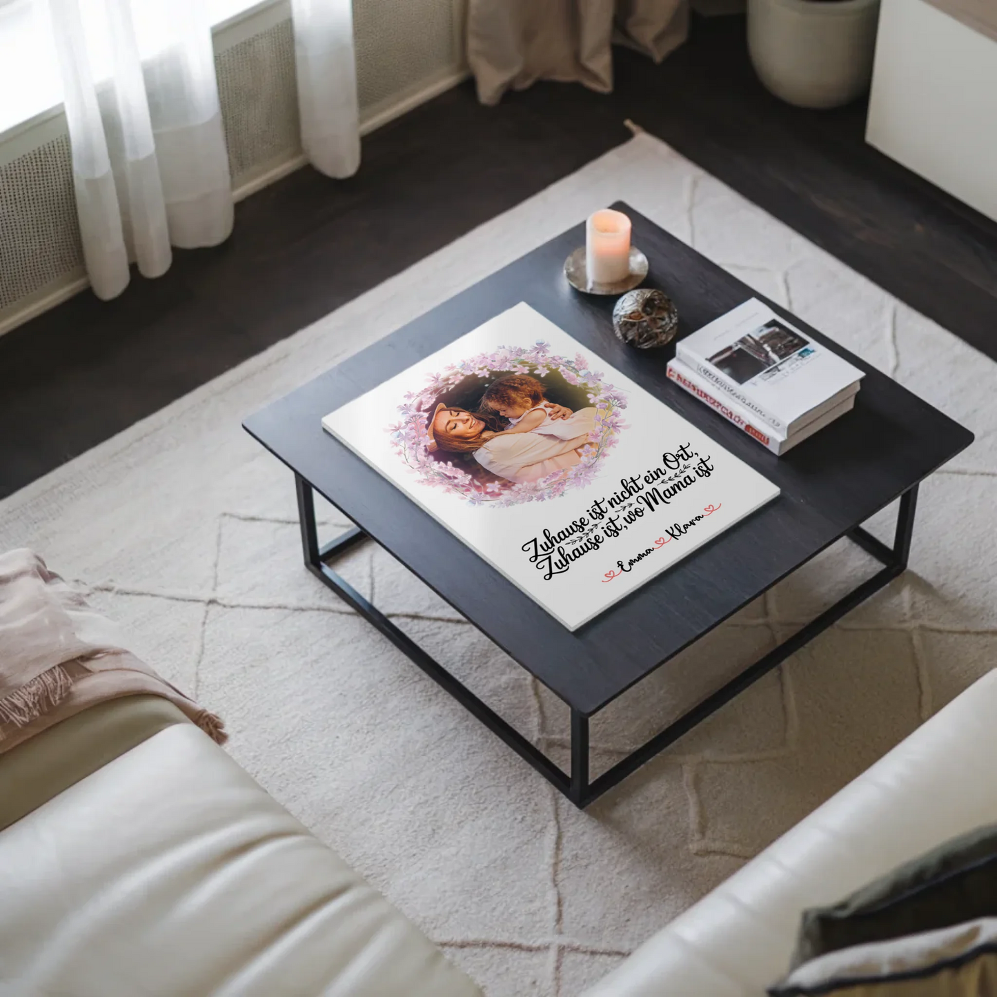 Mama Plakat Fotoboard Personalisiert - Zuhause ist wo Mama ist, mit Foto, Namen & Spruch