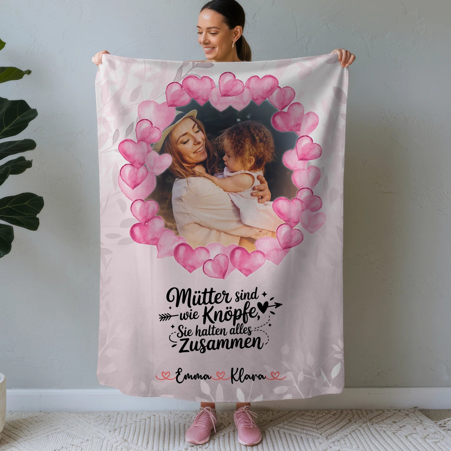 Namensdecke mit Foto, Namen & Spruch - Mama Mütter halten alles zusammen