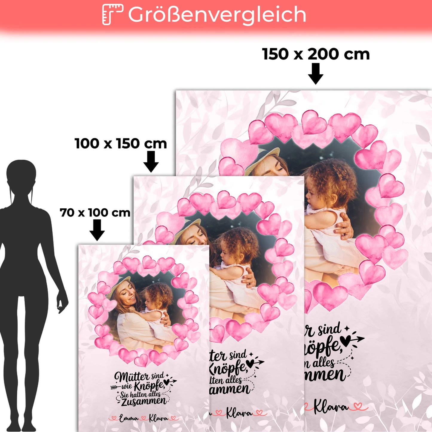 Namensdecke mit Foto, Namen & Spruch - Mama Mütter halten alles zusammen