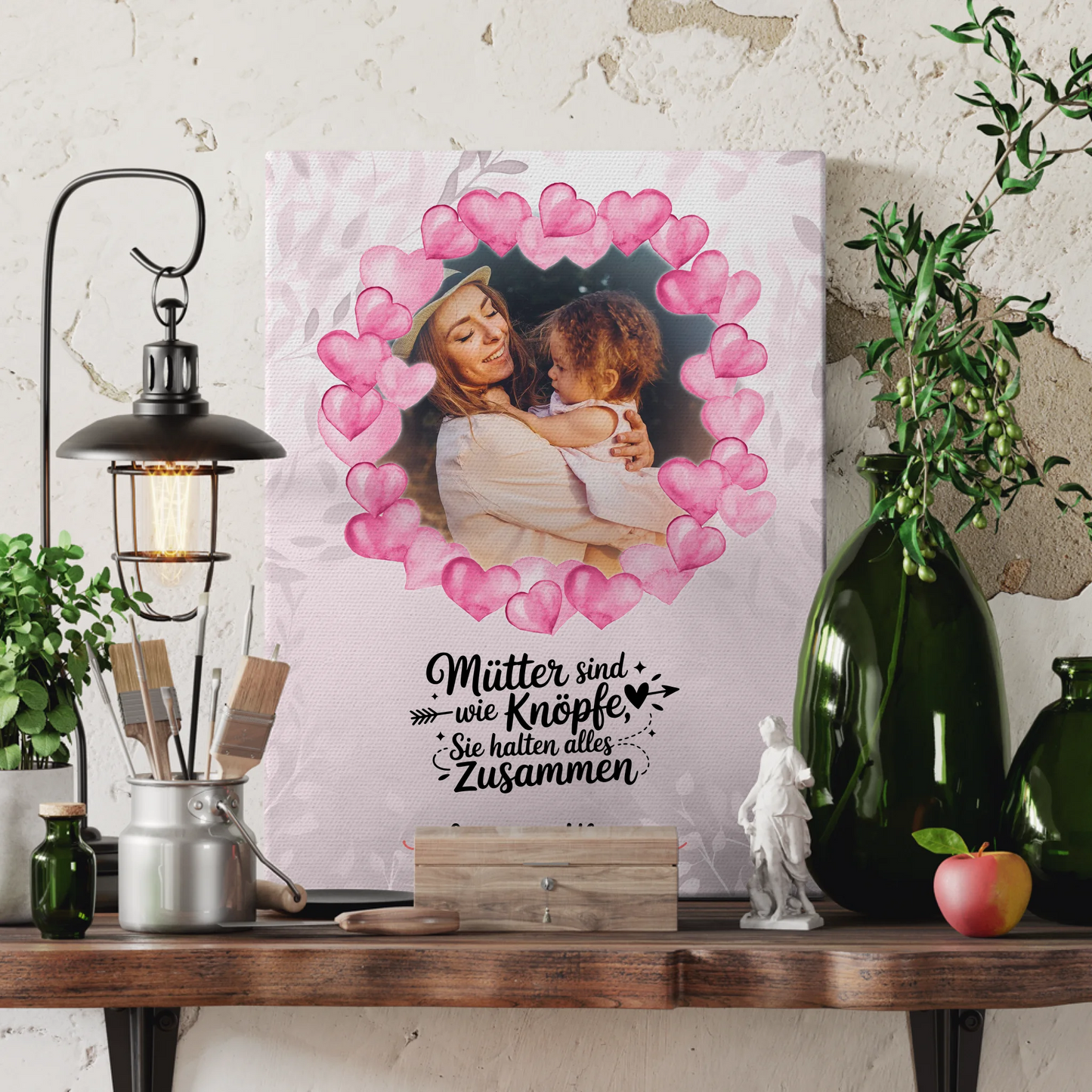 Mama Plakat Leinwand mit Foto, Hintergrundbild, Namen & Wunschtext