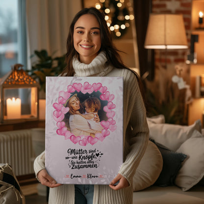 Mama Plakat Leinwand mit Foto, Hintergrundbild, Namen & Wunschtext