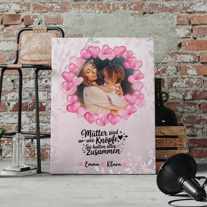 Mama Plakat Leinwand mit Foto, Hintergrundbild, Namen & Wunschtext