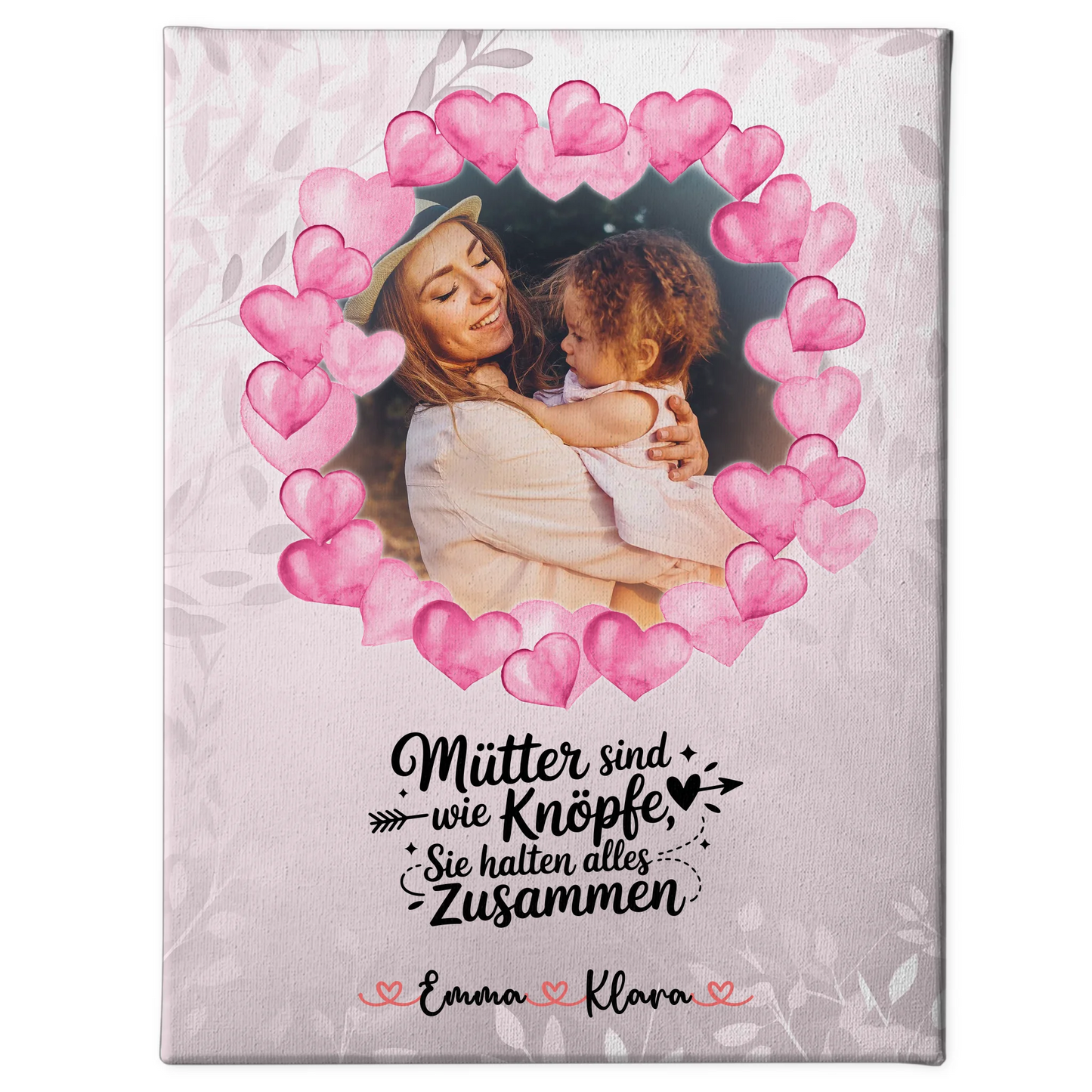 Mama Plakat Leinwand mit Foto, Hintergrundbild, Namen & Wunschtext