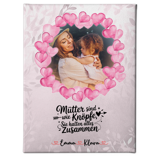 Mama Plakat Leinwand mit Foto, Hintergrundbild, Namen & Wunschtext