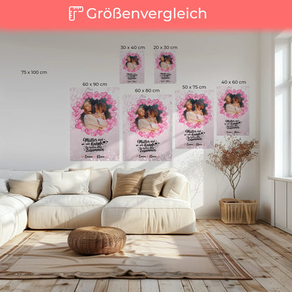 Mama Plakat Leinwand mit Foto, Hintergrundbild, Namen & Wunschtext