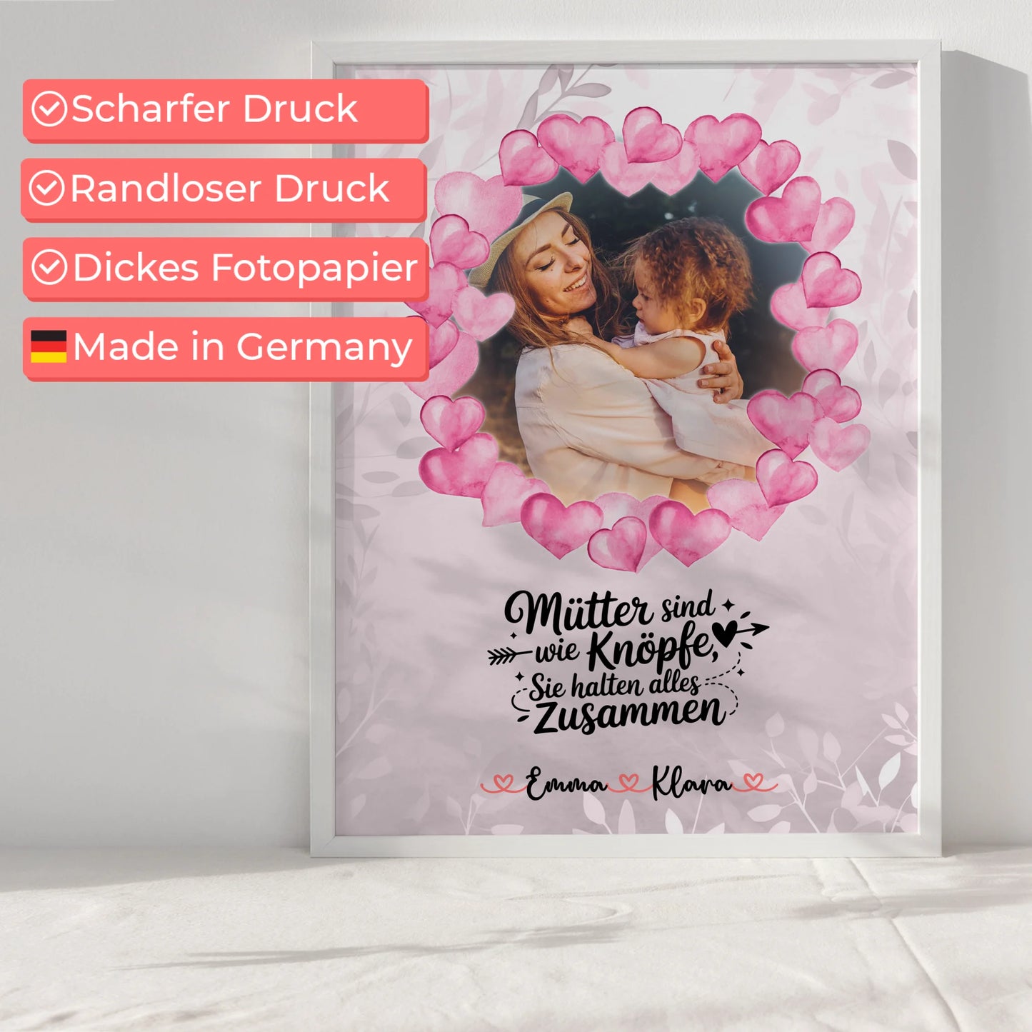 Mama Poster mit Foto, Namen und eigenem Spruch, Mütter halten alles zusammen