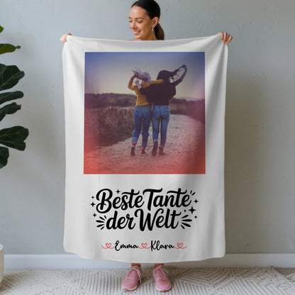 Kuscheldecke Mit Namen Und Motiv Beste Tante Foto & Wunschtext