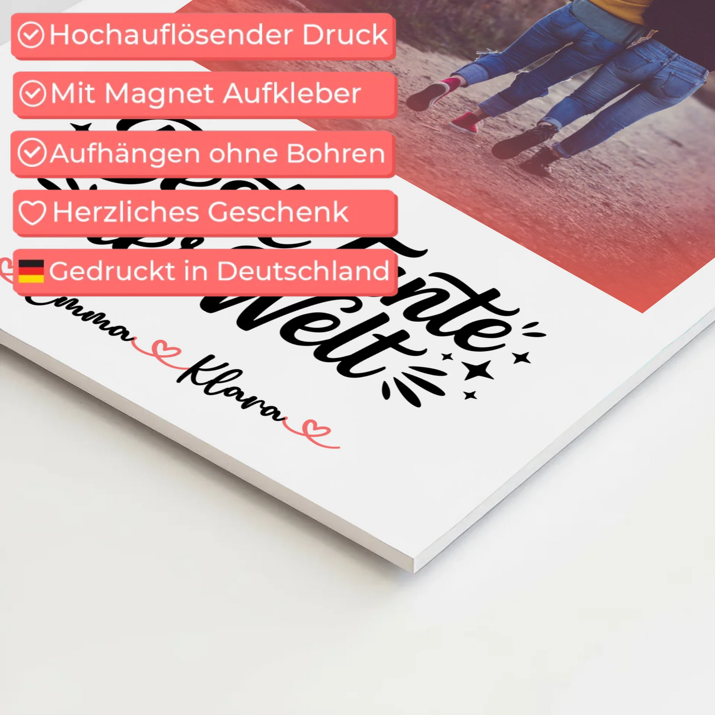 Magnetposter Fotoboard Beste Tante der Welt mit Namen & Foto