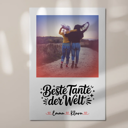 Magnetposter Fotoboard Beste Tante der Welt mit Namen & Foto