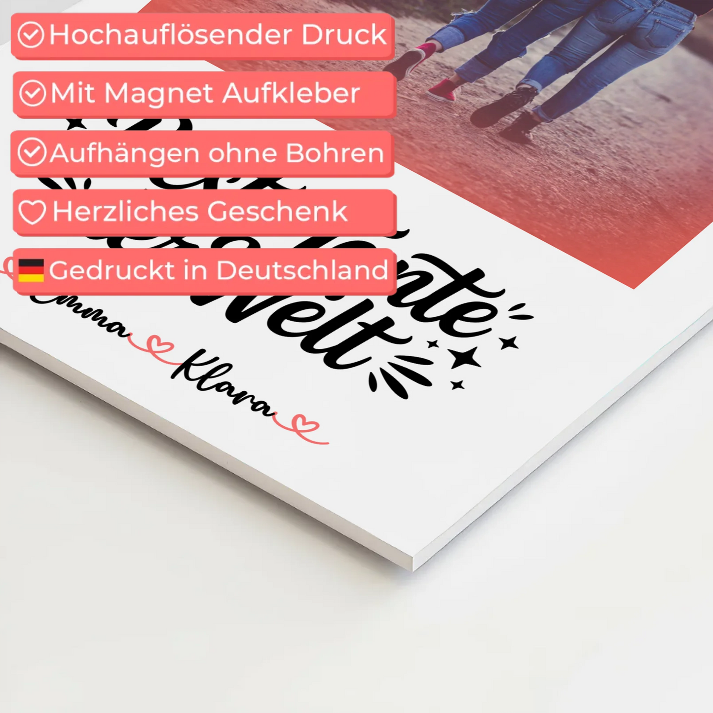 Magnetposter Fotoboard Beste Tante der Welt mit Namen & Foto