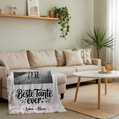 Personalisierte Kuscheldecke Mit Namen Beste Tante Ever Mit Foto & Namen Black & White
