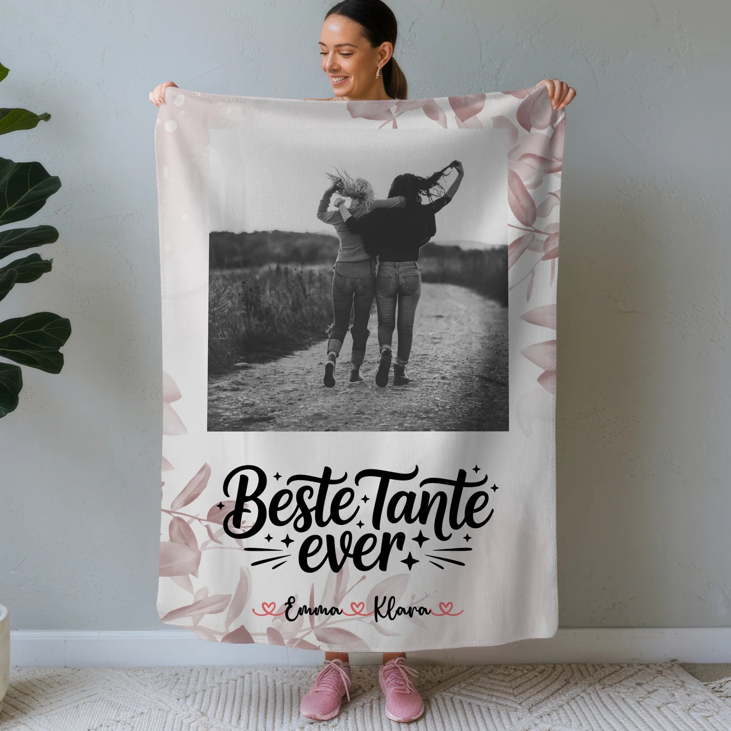 Personalisierte Kuscheldecke Mit Namen Beste Tante Ever Mit Foto & Namen Black & White