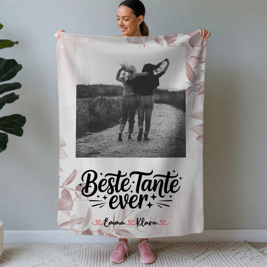 Personalisierte Kuscheldecke Mit Namen Beste Tante Ever Mit Foto & Namen Black & White