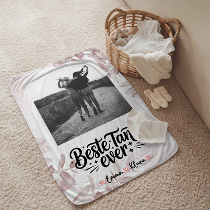Personalisierte Kuscheldecke Mit Namen Beste Tante Ever Mit Foto & Namen Black & White