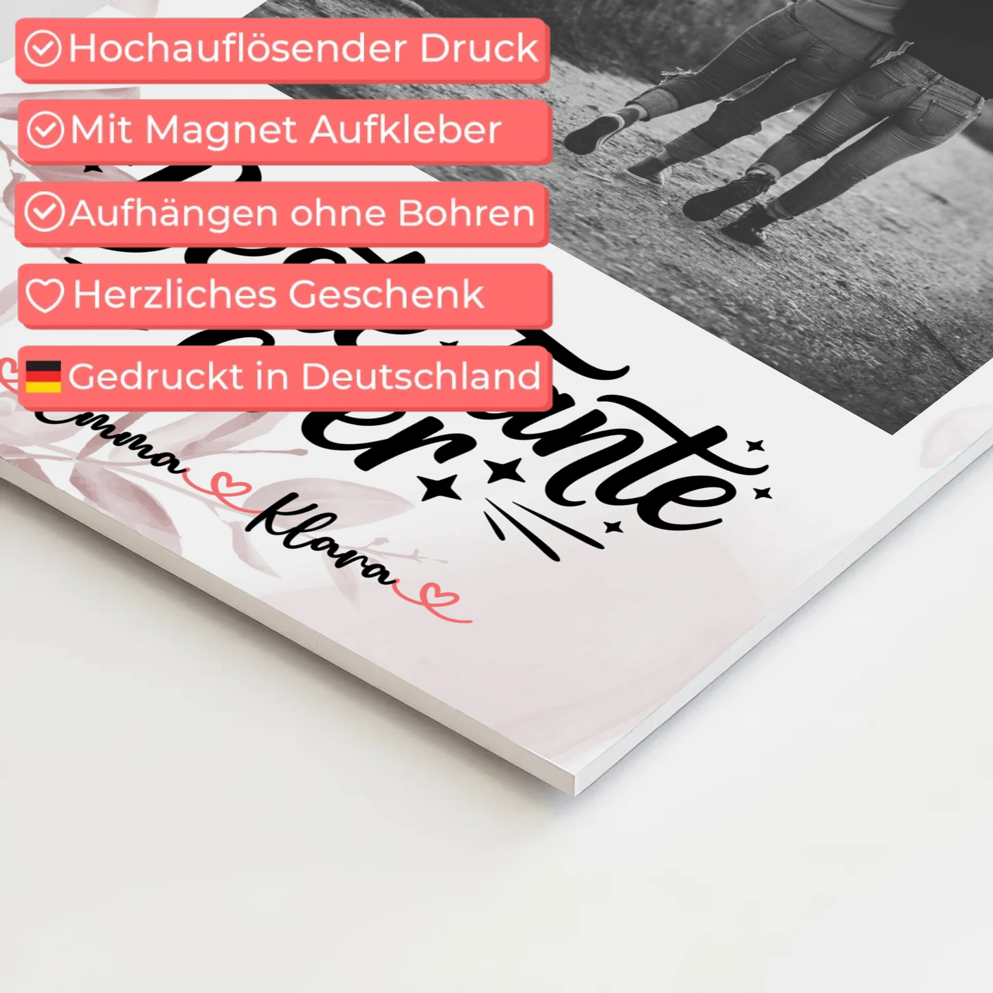 Magnet Poster Wandbild Beste Tante Ever Mit Foto & Namen Black & White Wunschtext