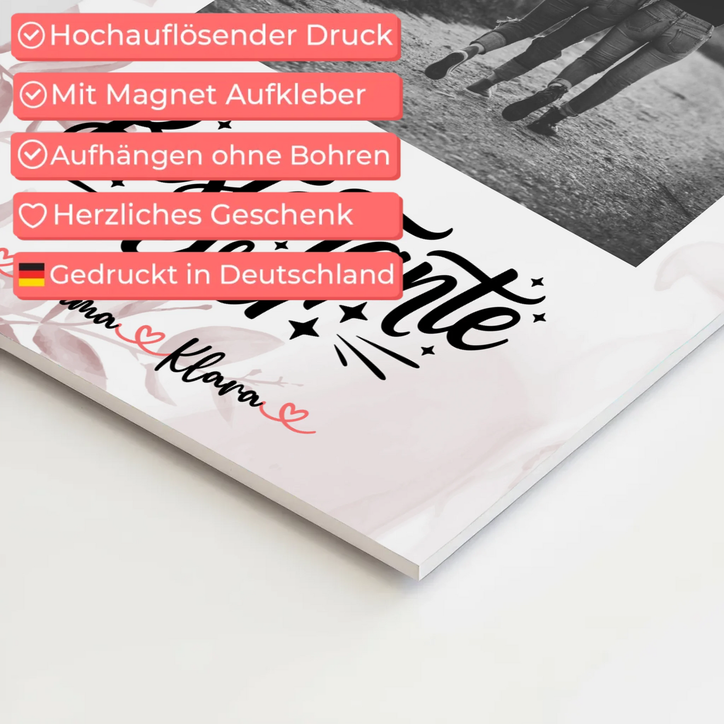 Magnet Poster Wandbild Beste Tante Ever Mit Foto & Namen Black & White Wunschtext