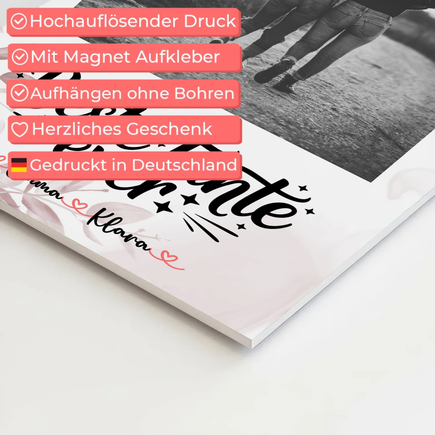 Magnet Poster Wandbild Beste Tante Ever Mit Foto & Namen Black & White Wunschtext