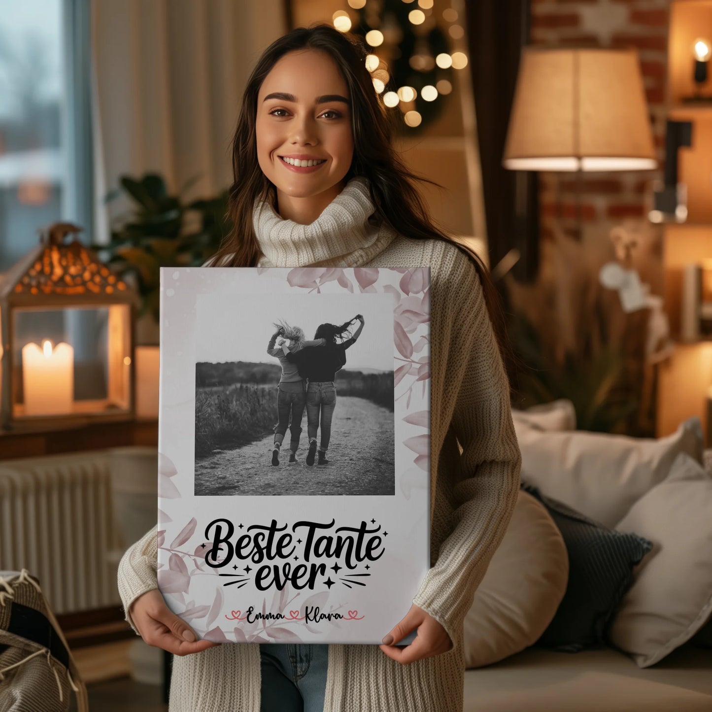 Leinwand Personalisiert Beste Tante Ever Mit Foto, Namen & Wunschtext Black & White