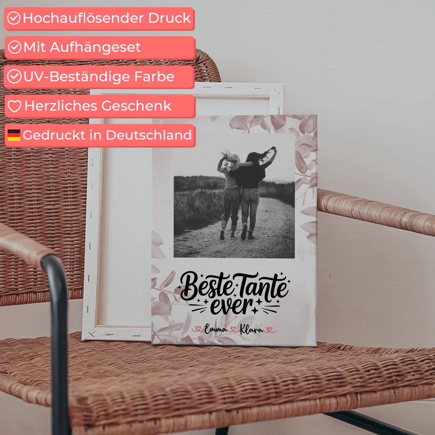 Leinwand Personalisiert Beste Tante Ever Mit Foto, Namen & Wunschtext Black & White