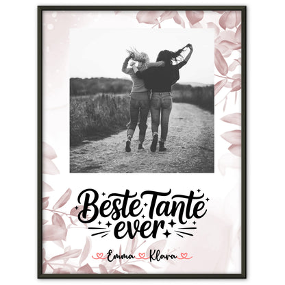 Fotocollage Großes Bild Aus Vielen Kleinen Poster Mit Foto & Namen Beste Tante Black&White