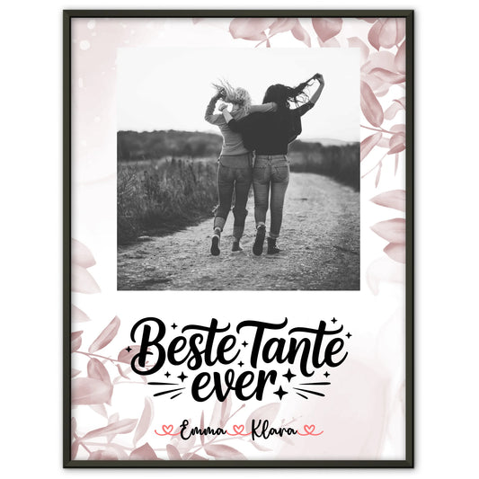 Fotocollage Großes Bild Aus Vielen Kleinen Poster Mit Foto & Namen Beste Tante Black&White