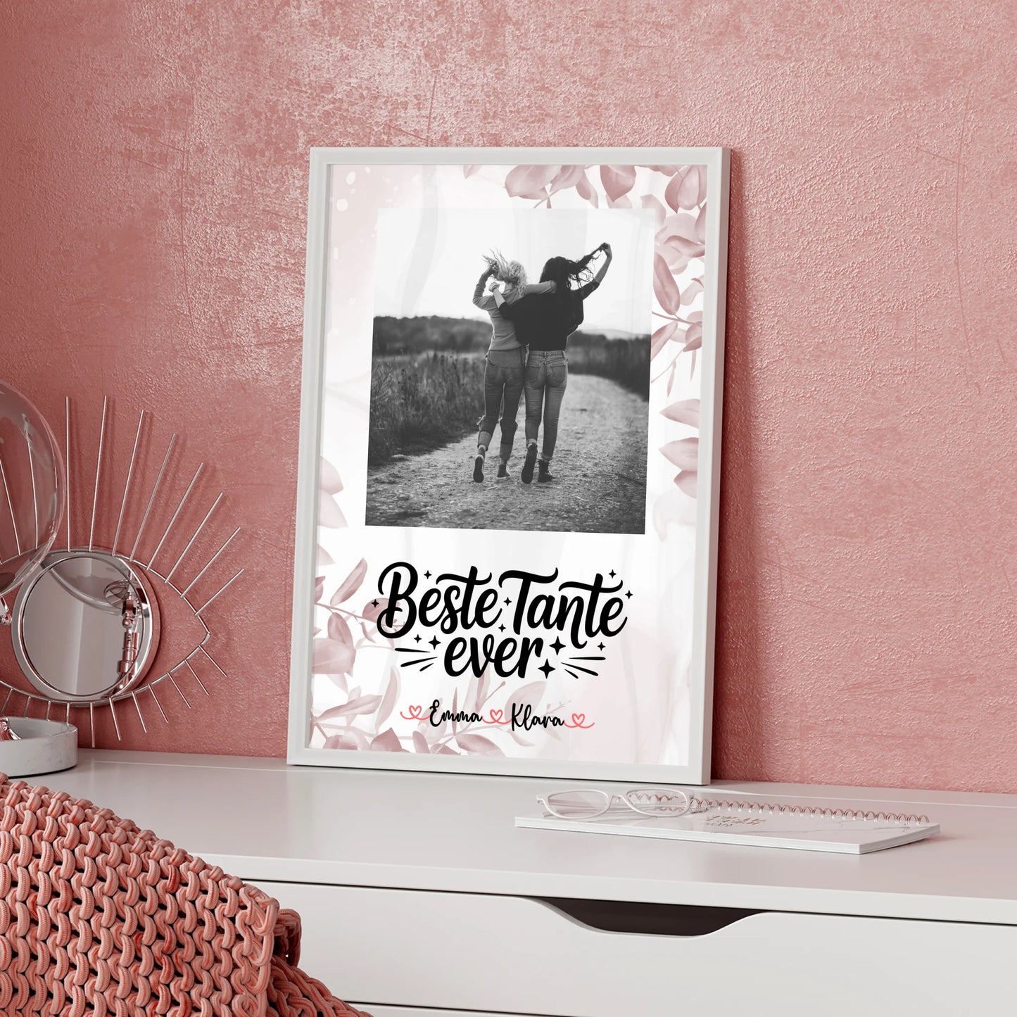 Fotocollage Großes Bild Aus Vielen Kleinen Poster Mit Foto & Namen Beste Tante Black&White