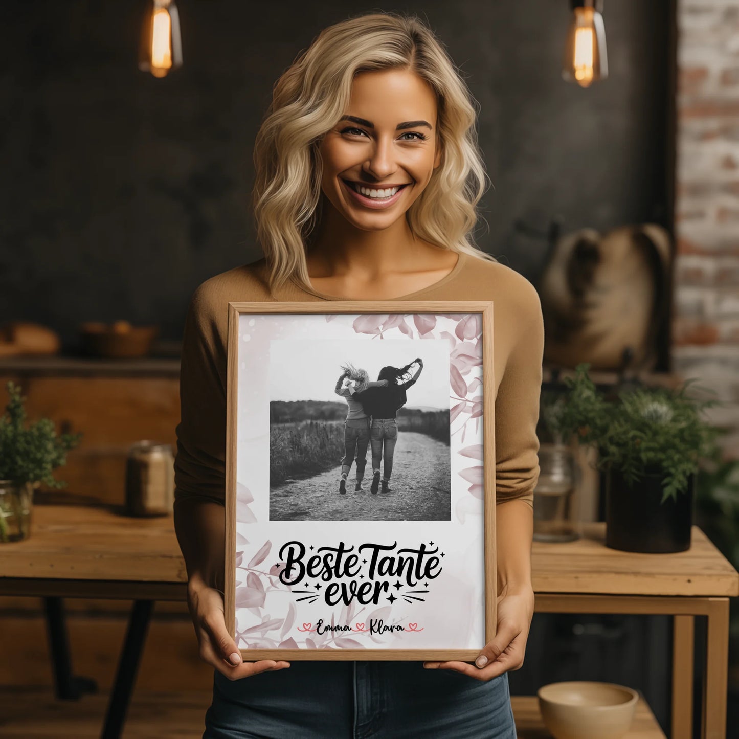 Fotocollage Großes Bild Aus Vielen Kleinen Poster Mit Foto & Namen Beste Tante Black&White