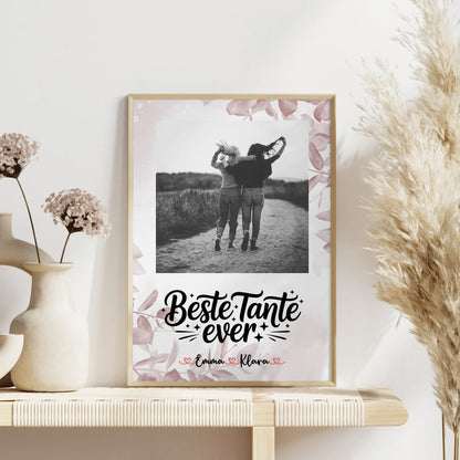 Fotocollage Großes Bild Aus Vielen Kleinen Poster Mit Foto & Namen Beste Tante Black&White