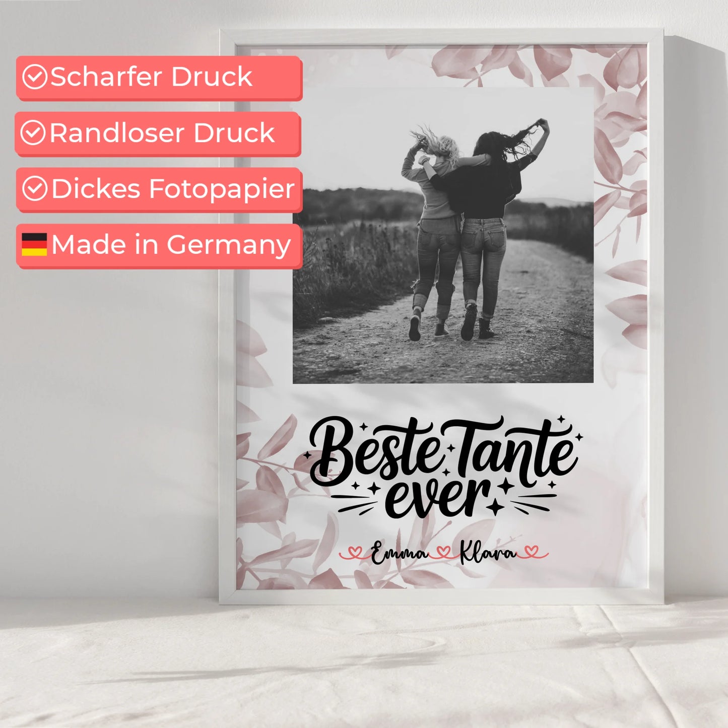 Fotocollage Großes Bild Aus Vielen Kleinen Poster Mit Foto & Namen Beste Tante Black&White