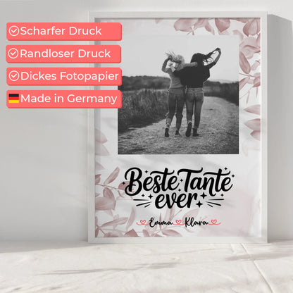 Fotocollage Großes Bild Aus Vielen Kleinen Poster Mit Foto & Namen Beste Tante Black&White