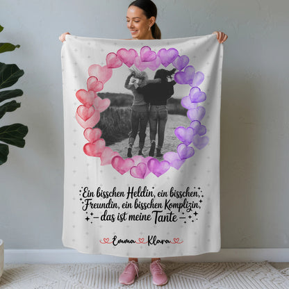 Kuscheldecke Mit Namen Black & White mit Foto, Namen & Wunschtext für Freundin