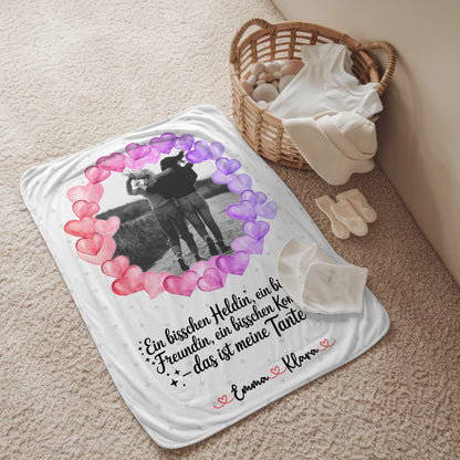 Kuscheldecke Mit Namen Black & White mit Foto, Namen & Wunschtext für Freundin
