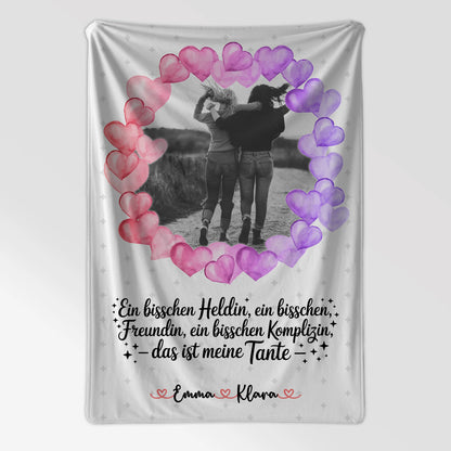 Kuscheldecke Mit Namen Black & White mit Foto, Namen & Wunschtext für Freundin