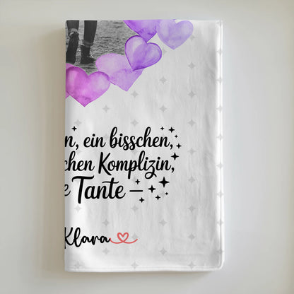 Kuscheldecke Mit Namen Black & White mit Foto, Namen & Wunschtext für Freundin
