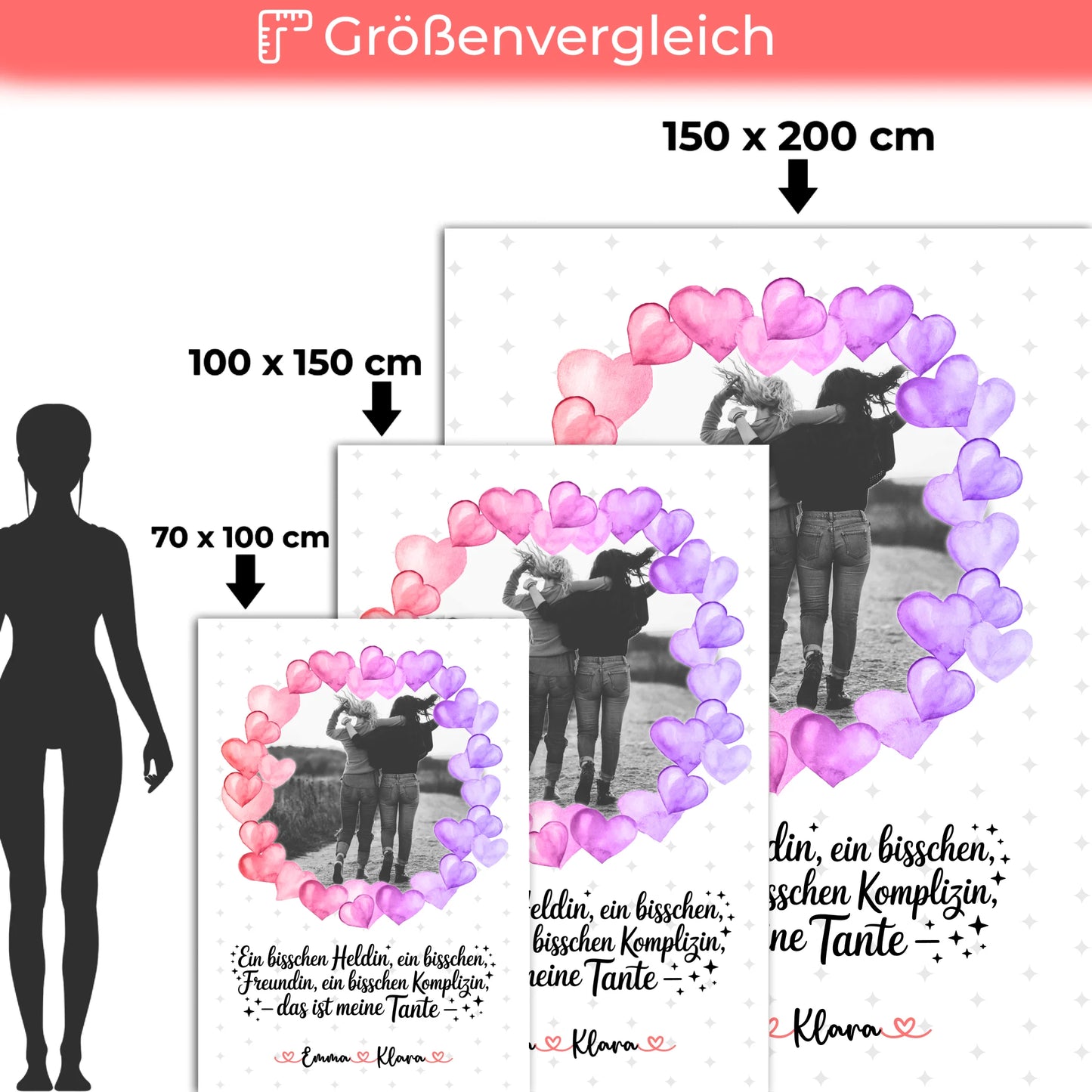 Kuscheldecke Mit Namen Black & White mit Foto, Namen & Wunschtext für Freundin