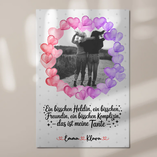 Personalisiertes Fotoboard Namen & Foto für Heldin Freundin Schwester Tante, Black & White