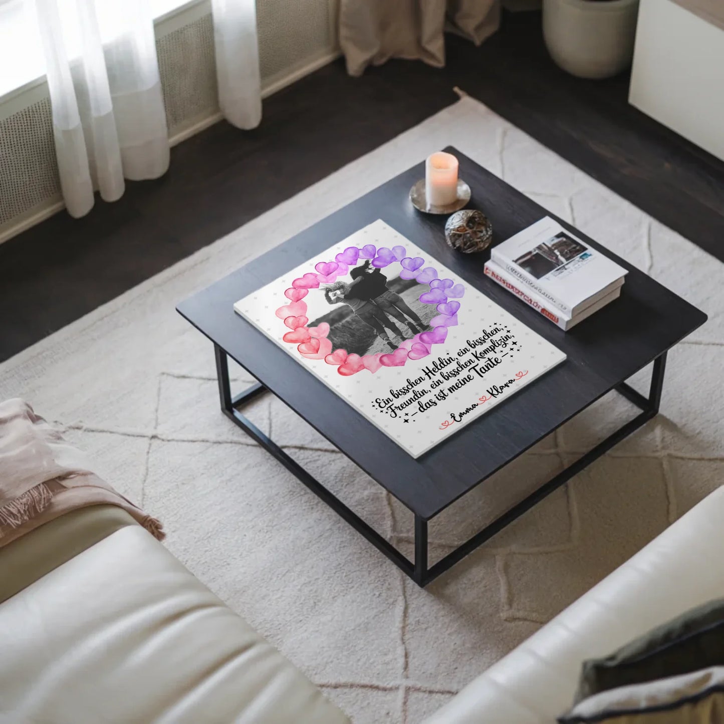 Personalisiertes Fotoboard Namen & Foto für Heldin Freundin Schwester Tante, Black & White