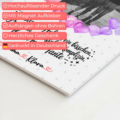 Personalisiertes Fotoboard Namen & Foto für Heldin Freundin Schwester Tante, Black & White