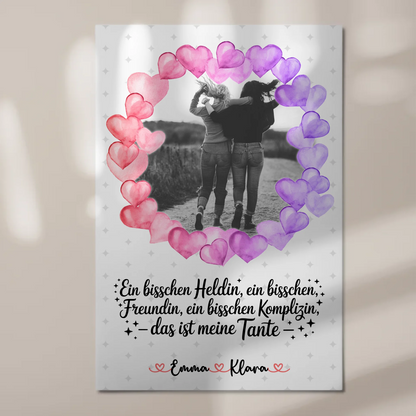 Personalisiertes Fotoboard Namen & Foto für Heldin Freundin Schwester Tante, Black & White