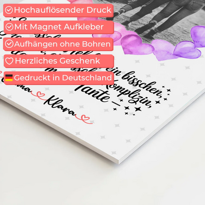 Personalisiertes Fotoboard Namen & Foto für Heldin Freundin Schwester Tante, Black & White