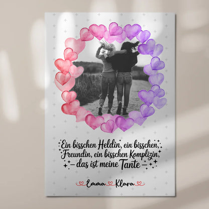 Personalisiertes Fotoboard Namen & Foto für Heldin Freundin Schwester Tante, Black & White