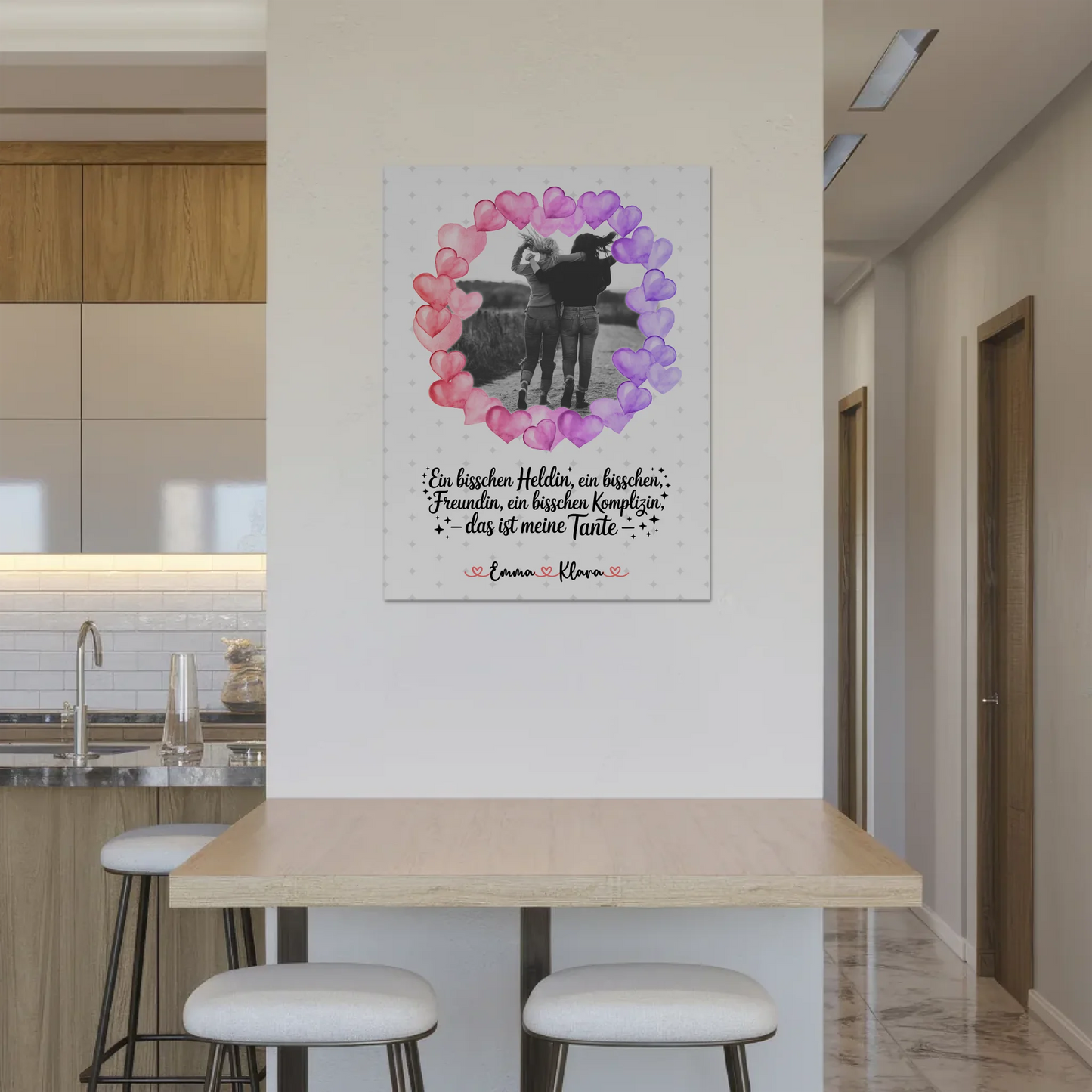 Personalisiertes Fotoboard Namen & Foto für Heldin Freundin Schwester Tante, Black & White