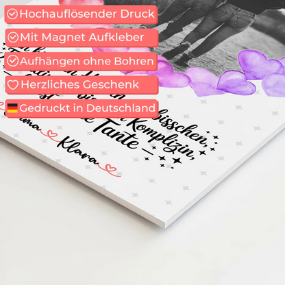 Personalisiertes Fotoboard Namen & Foto für Heldin Freundin Schwester Tante, Black & White