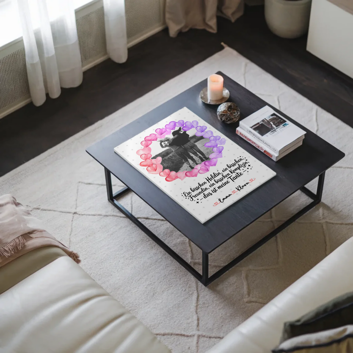 Personalisiertes Fotoboard Namen & Foto für Heldin Freundin Schwester Tante, Black & White