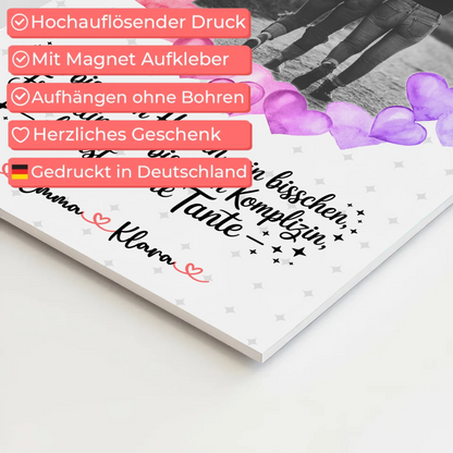 Personalisiertes Fotoboard Namen & Foto für Heldin Freundin Schwester Tante, Black & White