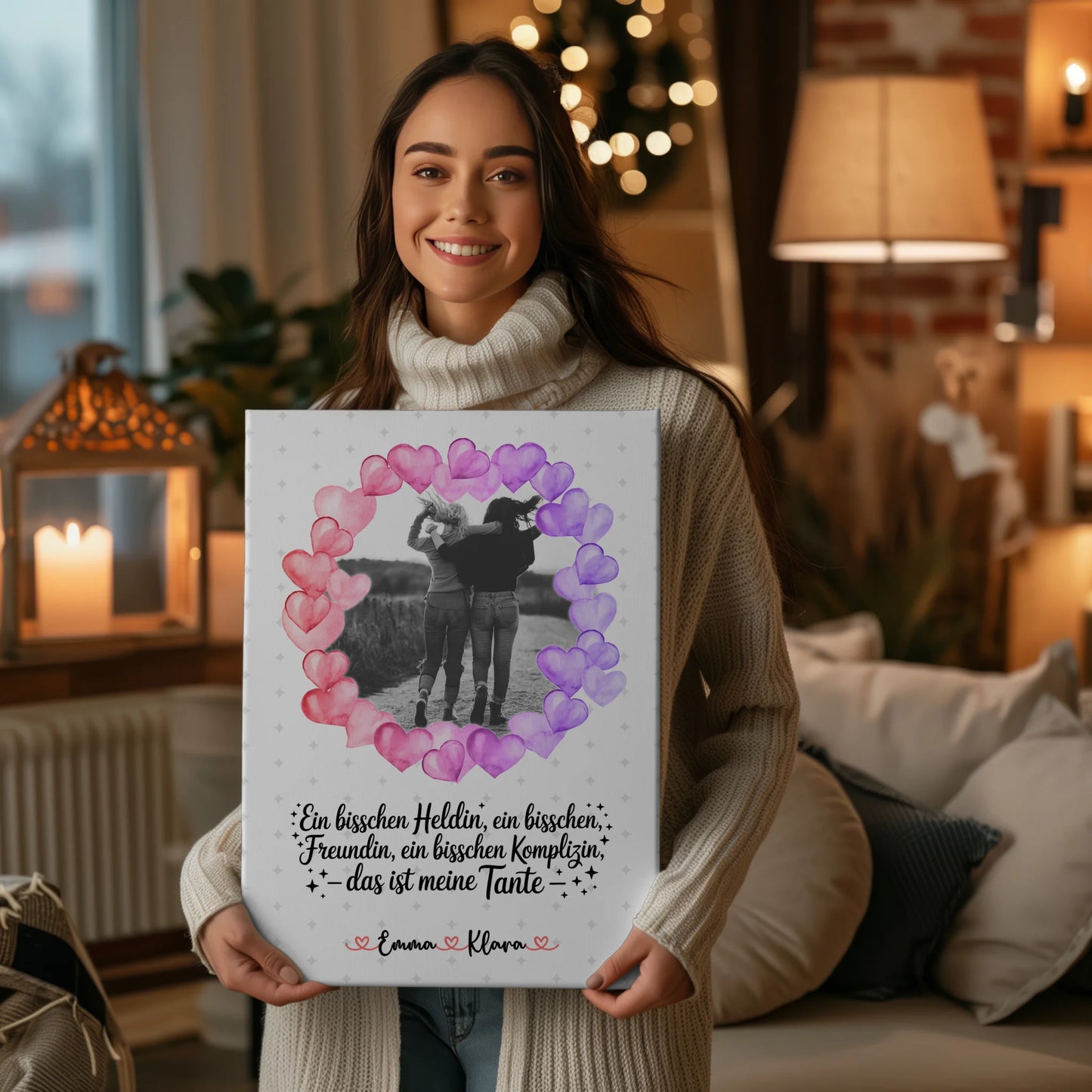 Leinwand Personalisiert für Heldin Freundin Schwester Schwägerin Tante mit Namen & Foto