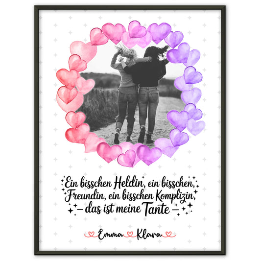 Poster Wandbild Black & White Heldin Freundin Schwester mit Namen, Foto & Spruch
