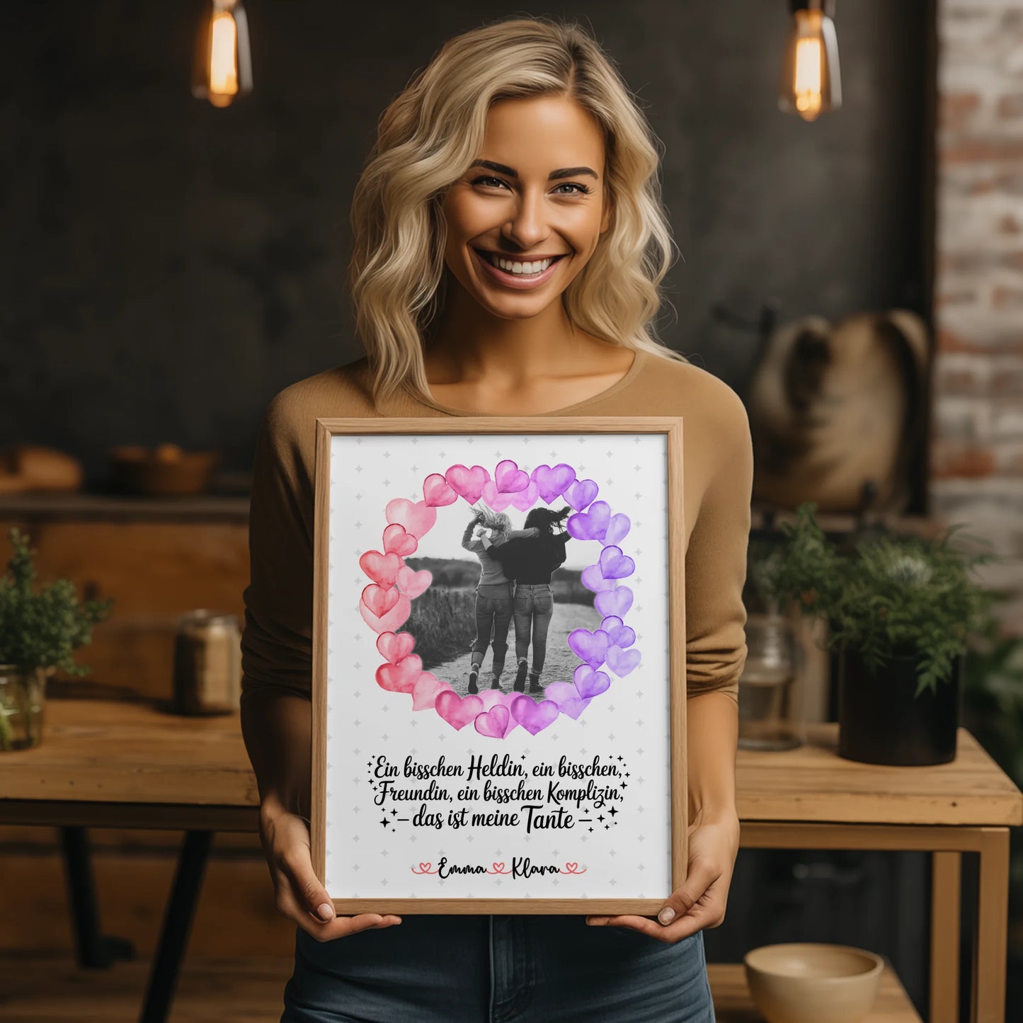 Poster Wandbild Black & White Heldin Freundin Schwester mit Namen, Foto & Spruch